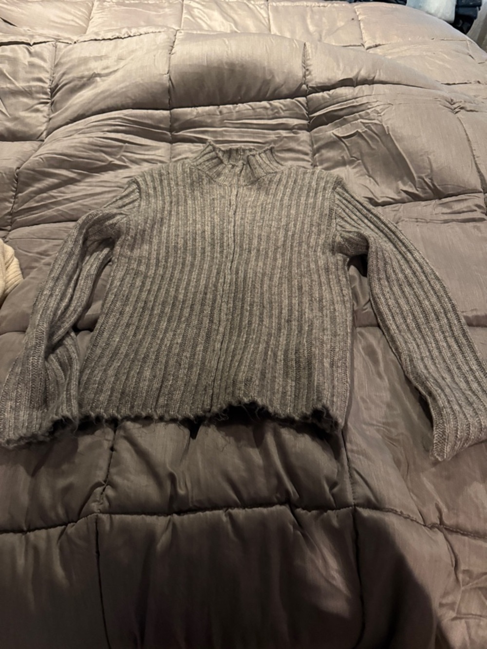 Zara Heather Gray Ribbed Mock Neck Sweater